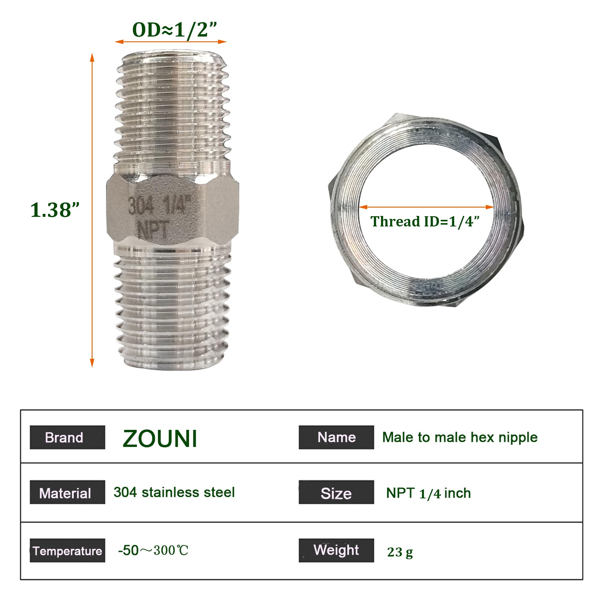 Amazon.co.jp: ZOUNI 六角ニップル 1/4インチオスx 1/4インチ