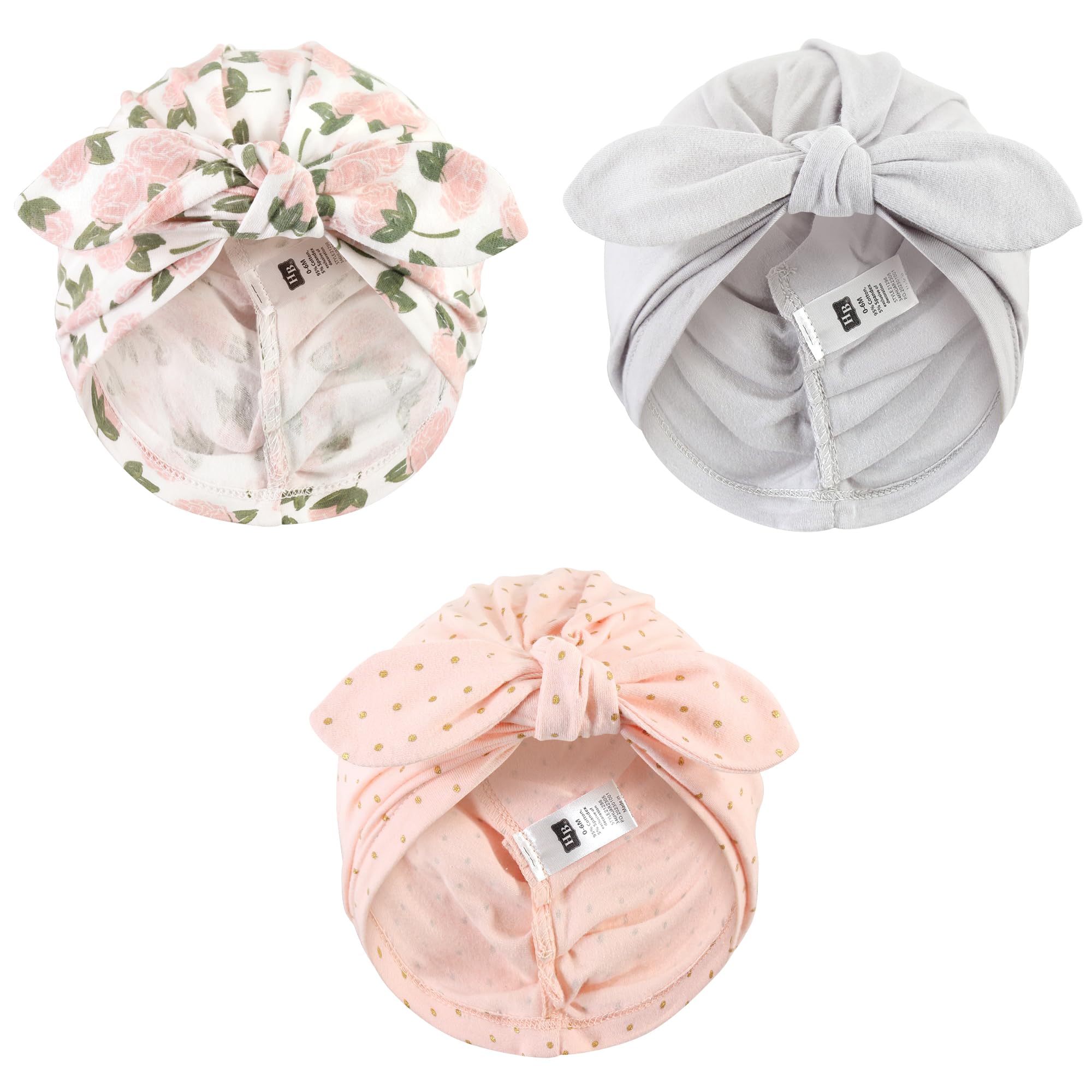 Hudson Baby Baby Girls Turban Cotton Headwraps, Pink Peony, One Size