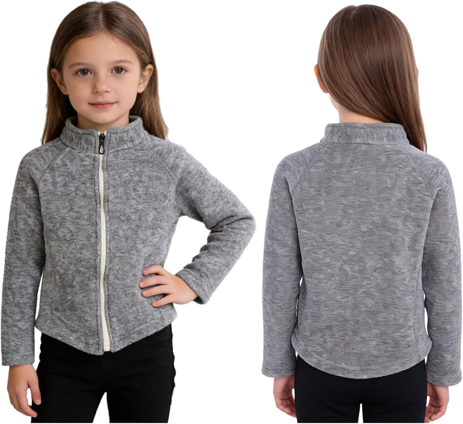 YiZYiF Youth Girls Warm Outerwear Full-Zip Fleece Jacket Casual Daily Wear for School Outdoor Thicken Padded Coat