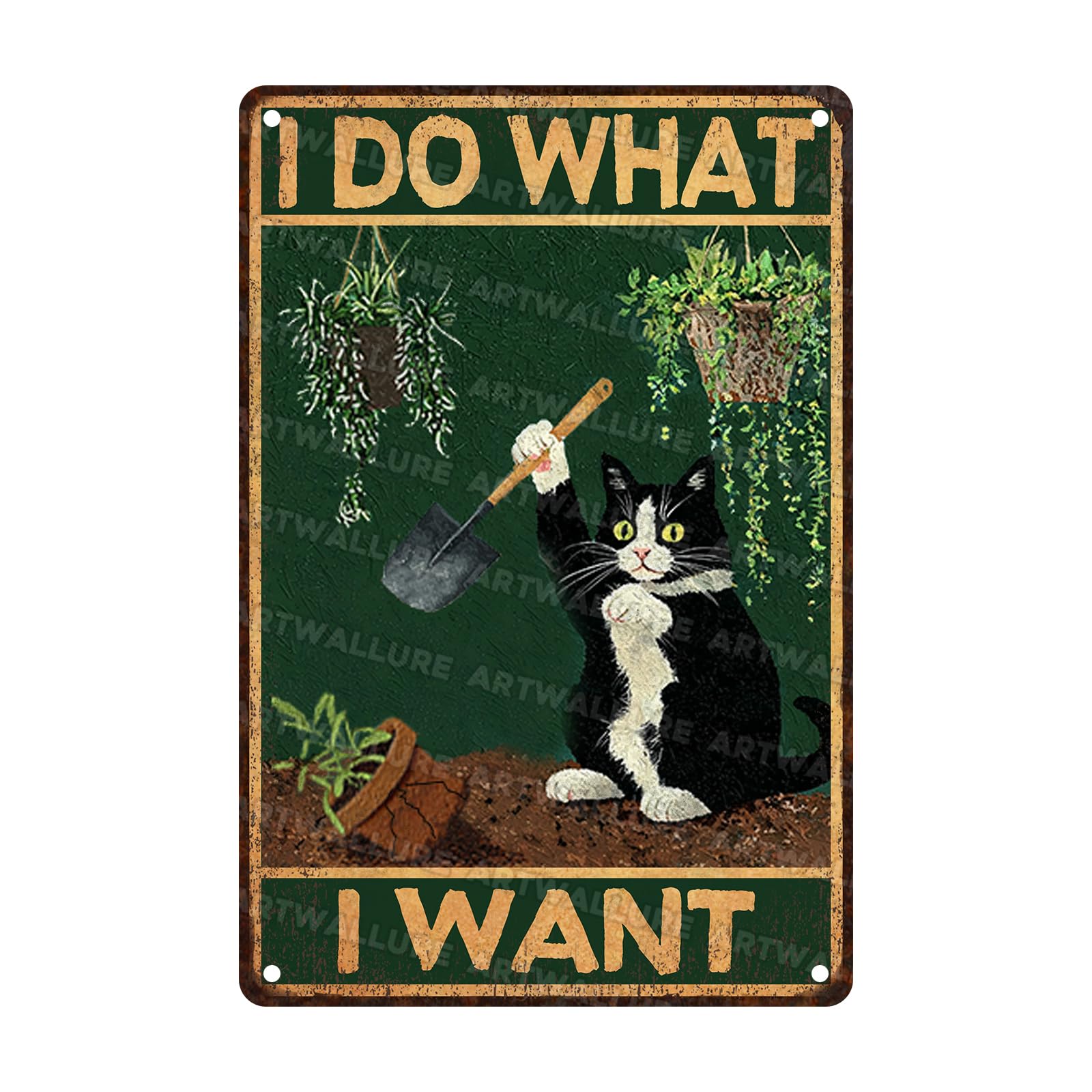 Black Cat Vintage Tin Sign I Do What I Want Metal Sign for Cat Lovers Room Decor 8x12inch
