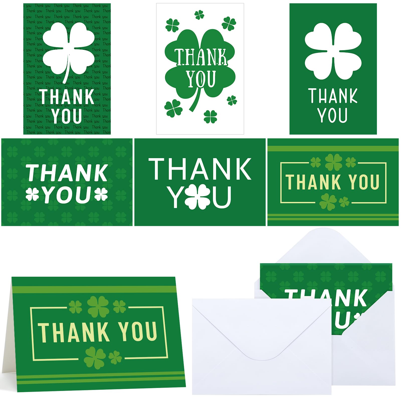 Motiskyy 24 Pcs 4H Thank You Cards with Envelopes Bulk Blank Thank You Cards Inspirations Gifts for 4H, FFA(Shamrock)