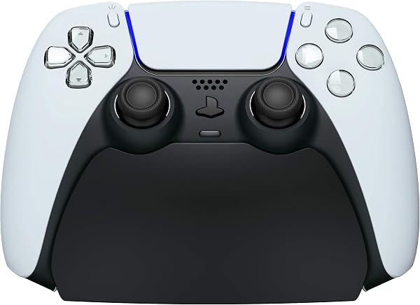 playvital Solid Black Controller Display Stand for ps5,Gamepad Accessories Desk Holder for ps5 Controller with Rubber Pads - 1