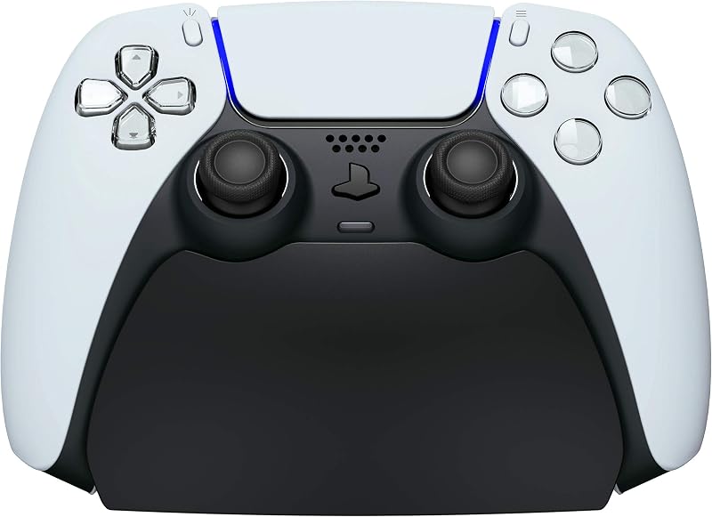 PlayVital Solid Black Controller Display Stand for ps5, Gamepad Accessories Desk Holder for ps5 Controller with Rubber Pads