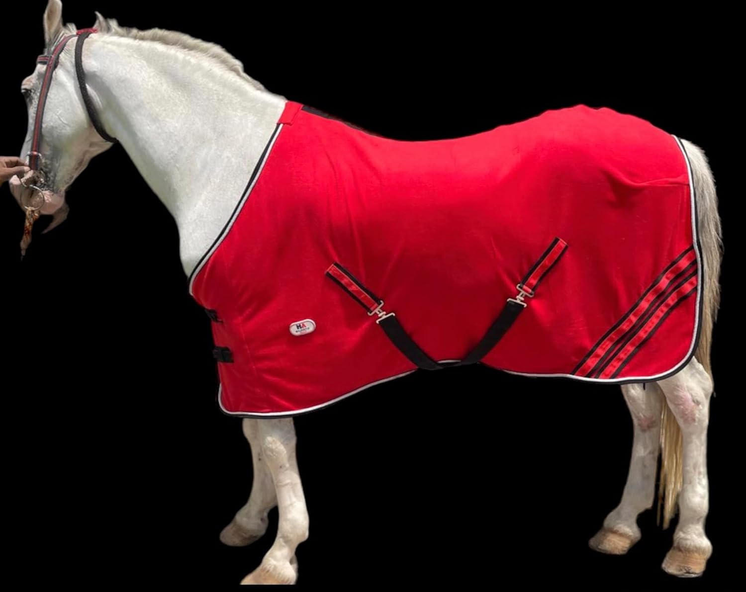 Majestic Ally Anti Pill Fleece Horse Blanket/Sheet with Silver Braided Rope (Red, 70)