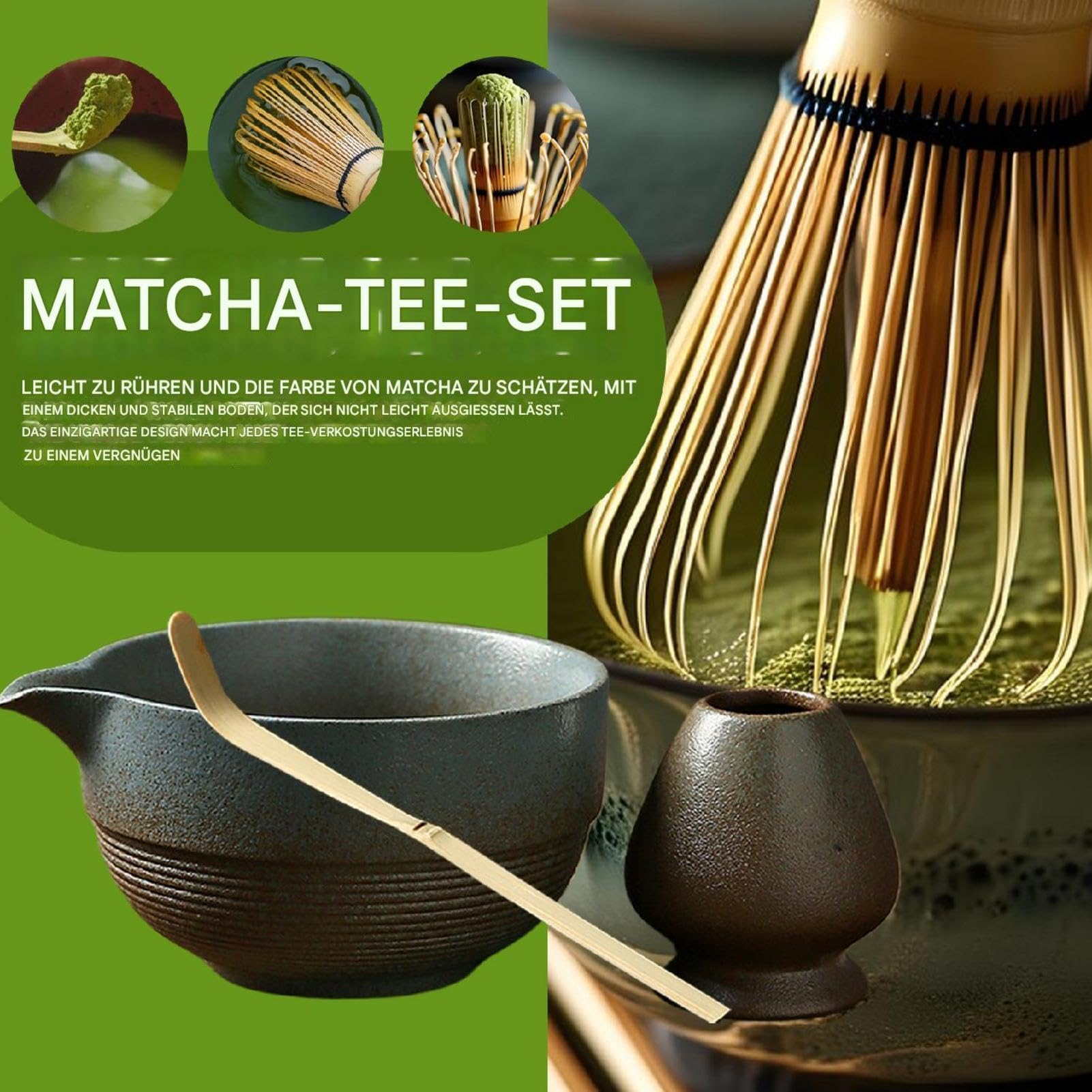 Juego de batidor de – Tazón de, boquilla de té japonés