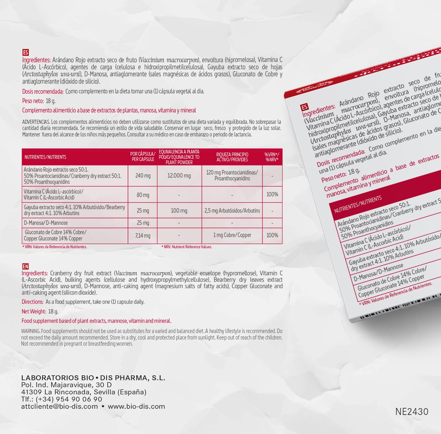 Nature Essential | Arándano Rojo 12.000 mg | 2 Unidades | 30 Cápsulas Vegetales | Ayuda a Reforzar el Sistema Inmune y la Salud del Tracto Urinario | Vitamina C y D-Manosa
