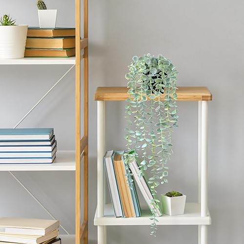 Miniatura 8 de Planta colgante falsa de eucalipto, plantas artificiales de imitación para interiores de pared pequeña, decoración de vegetación para estante con
