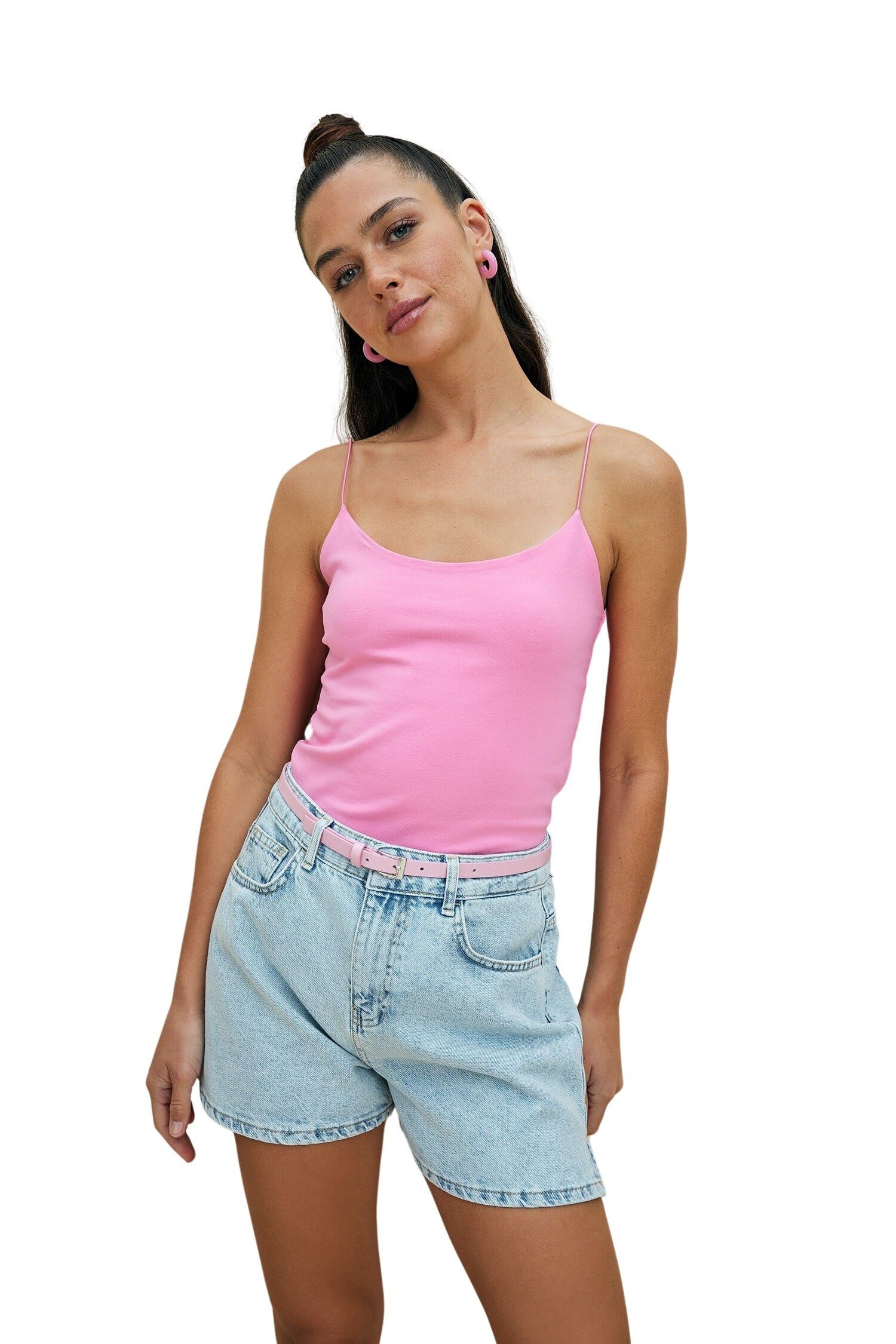 Kadın Slim Fit Elastik İp Askılı Pamuklu Atlet