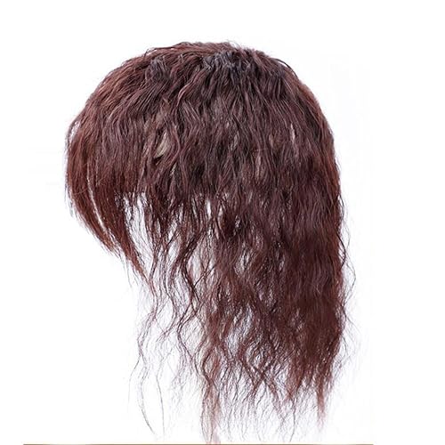 Miniatura 9 de Postizo rizado de aspecto natural esponjoso con clip de cabello humano con flequillo, peluca de repuesto para cabello fino y largo, 319.7 in, 9.8