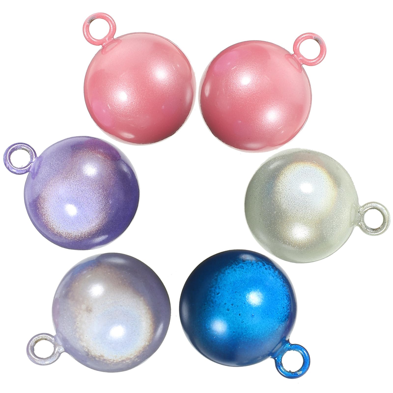 Healifty Picture 1 Bells Charms Reusable Colored Japanese Water Bell Hanging Accessories Copper Bell For Backpack Keychain Decor 6Pcs (Mixed Color)