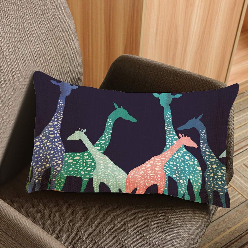 Throw Pillow Cover Art Giraffe Group Blue Decorative Pillow Case Home Decor 20x12 Inches Pillowcase image 2