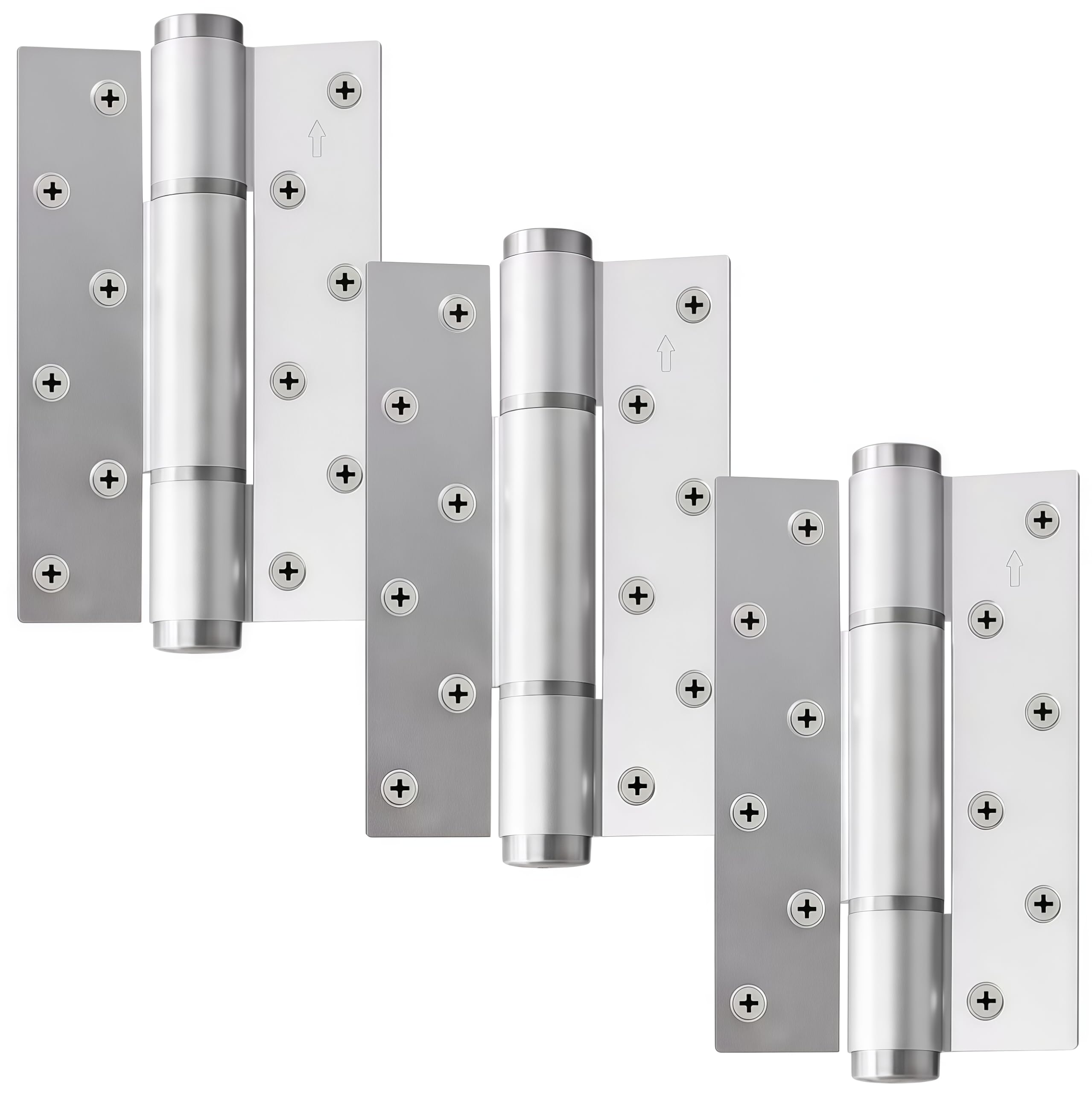 3 Pack of Stainless Steel Hydraulic Hinges Silver 6 Inch Casement Hinges