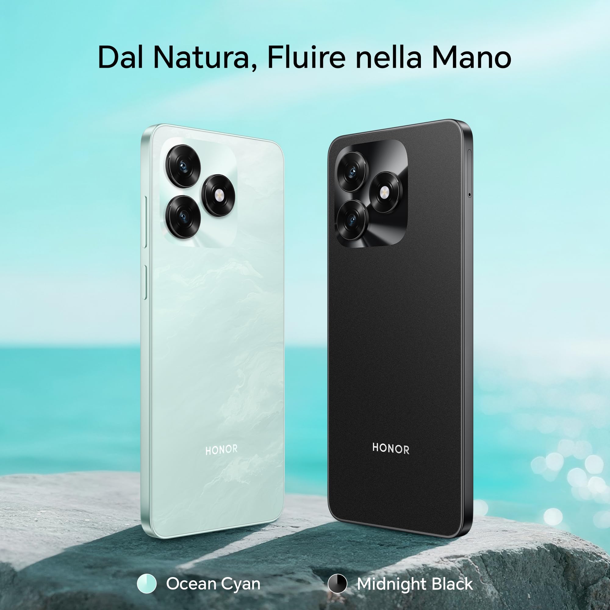 HONOR X5c Plus Smartphone,5260 mAh, 4G RAM/128G telefono con Display 6,74 pollici 90 Hz, Fotocamera 50+5MP, Android 15, Octa-core cellulare impronta digitale e riconoscimento facciale, Ocean Cyan