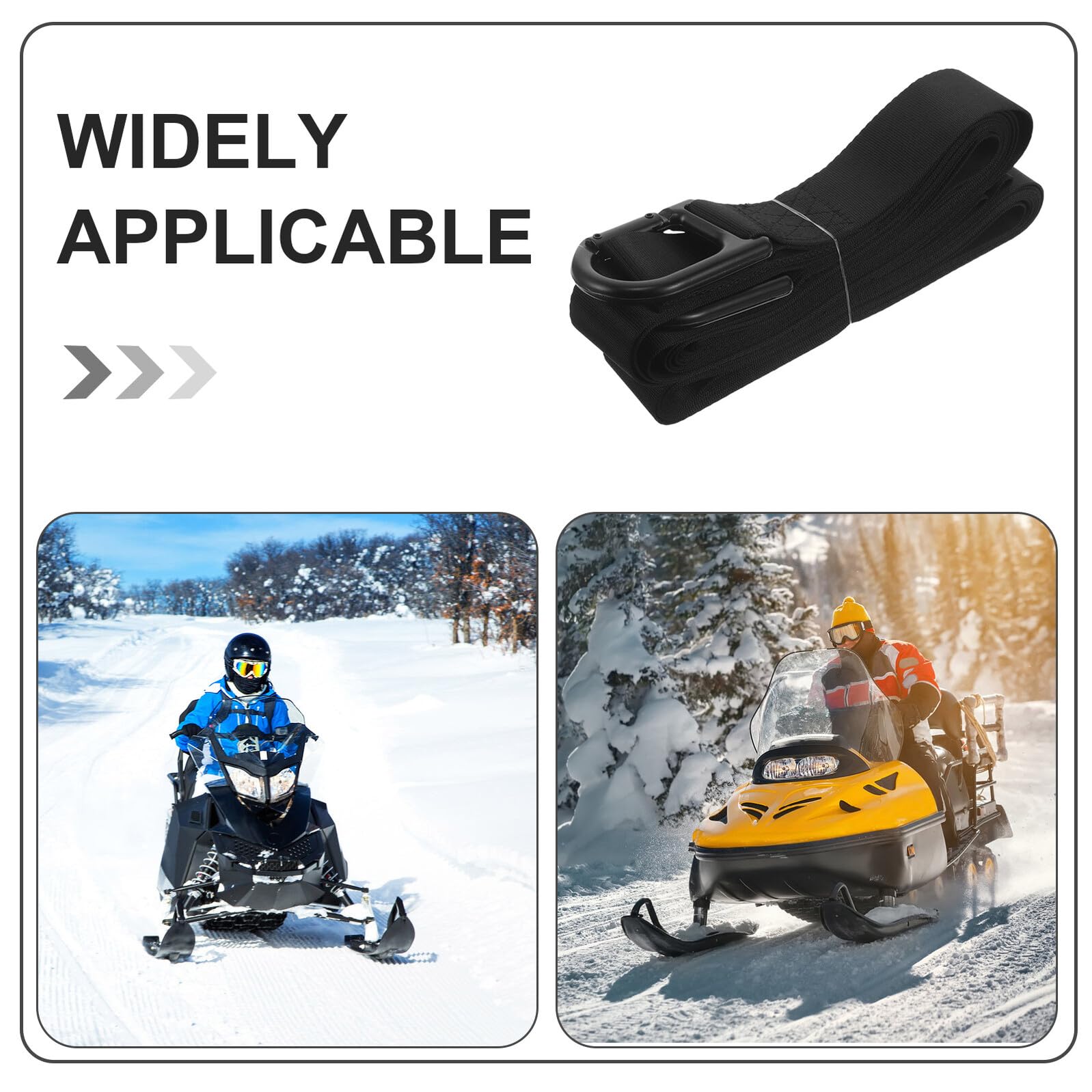 NOLITOY Cuerda de Remolque para Motos de Nieve 5,8 M, Correa Resistente de Poliéster Negra, Equipo de Rescate y Tracción para Atv y Trineos en Clima Frío