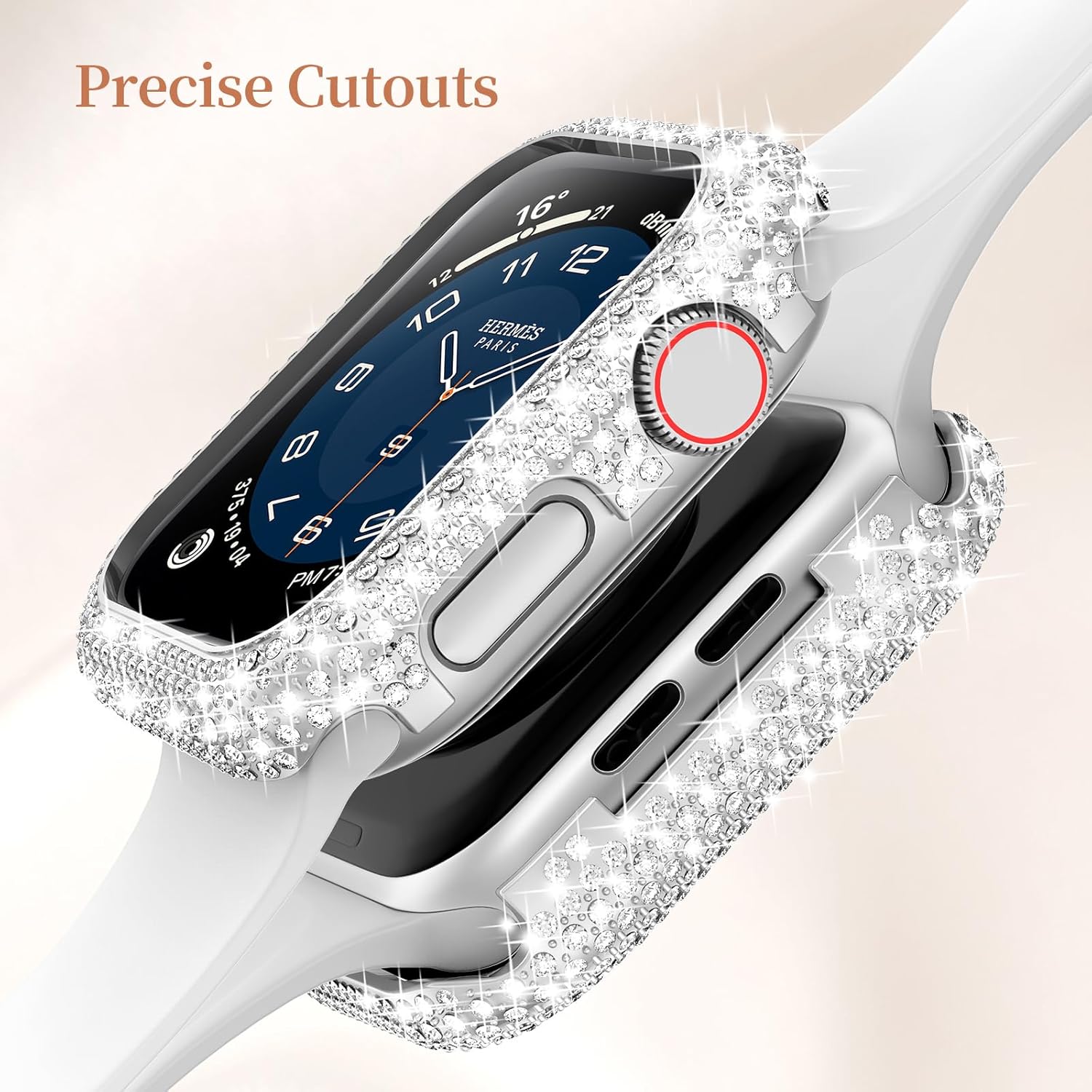 Mosonio Metal Case Cover Compatible with Apple Watch S11 S10 42mm, Full Bling Metal Watch Frame for Women, Shiny and Durable Protective Case Cover for iwatch Series 11 10(Silver,42mm) - Image 4
