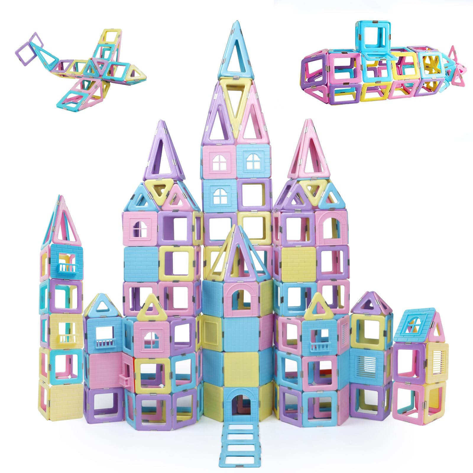 Magblock Magnetic Building Blocks,103 PCS Magnetic Tiles Set Magnet Toy for Kids Educational Construction Toys for 3 4 5 6 Years Old Boys and Girls