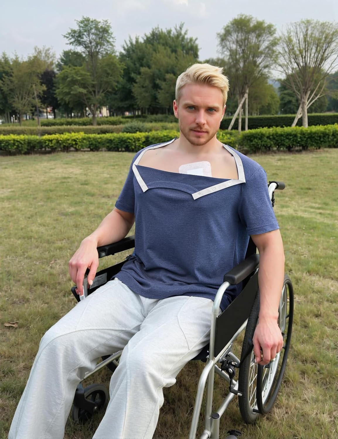 Unisex Chemo Port Shirts Post Shoulder Surgery Recovery Shirts Tear Away Chemo Clothing - Image 3