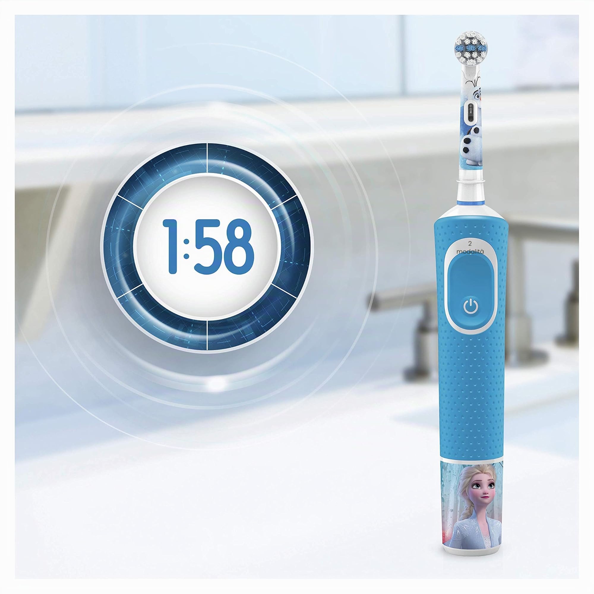 Oral-B Kids Spazzolino Elettrico Ricaricabile, 1 Manico con Personaggi Disney Pixar Frozen, 2 Testine di Ricambio, per Età da 3 Anni