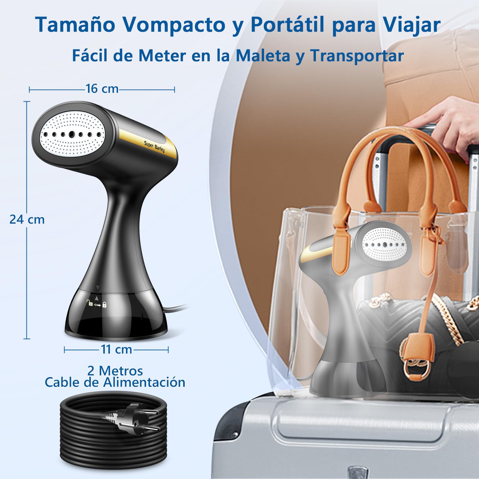 Plancha Vertical Vapor, 1500W Plancha Ropa Vertical, 25s Calentamiento Rápido Ferro a Vapor Vertical, 300ml Plancha Vapor Vertical Viaje Adecuado para el Hogar, la Oficina y los Viajes