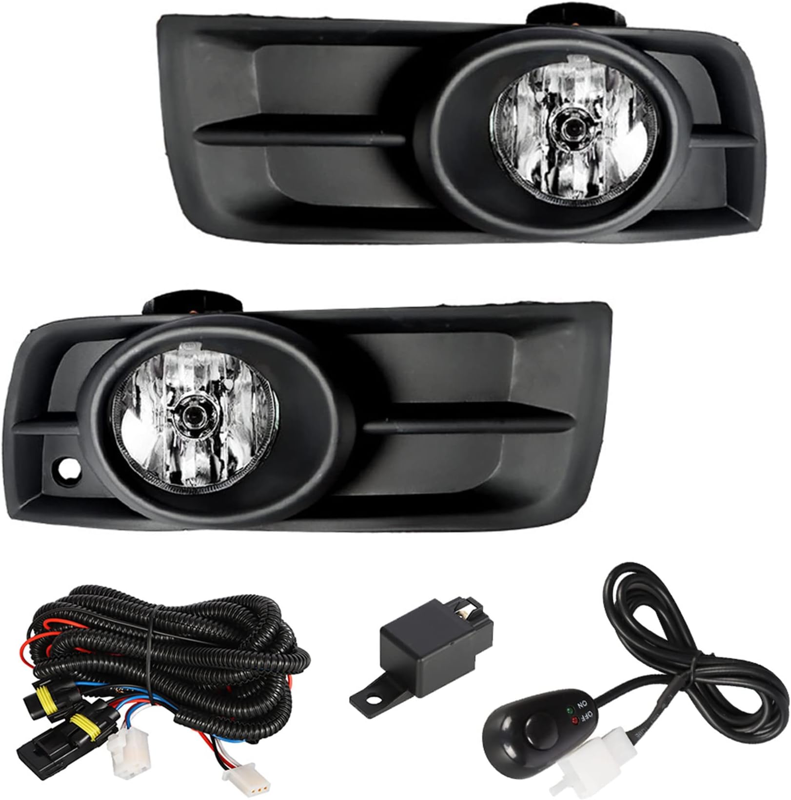 Clear Fog Lights Kit With Black Covers & Wiring Harness For 2009-2014 Chevy Cruze - DOT/SAE 3 thumbnail image