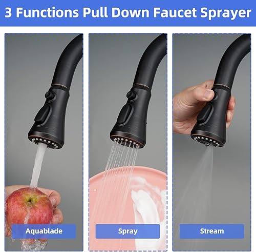 Miniatura 2 de iFealClear Repuesto de cabezal de grifo de cocina extraíble  Boquilla rociadora de 3 modos, compatible con Moen, estándar americano, grifos Delta,