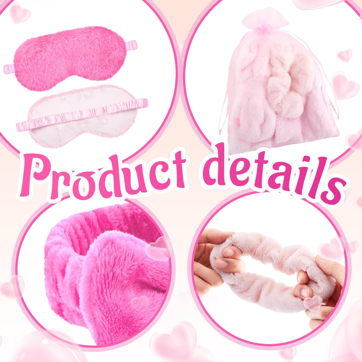 48 Pcs Sleepover Party Supplies Spa Birthday Slumber Pajamas Galentines Party Favors Coquette Throw Blanket Pillow Headband Scrunchies Eye Mask Cup Socks(40 Pink, 8 Hot Pink,Solid Color)