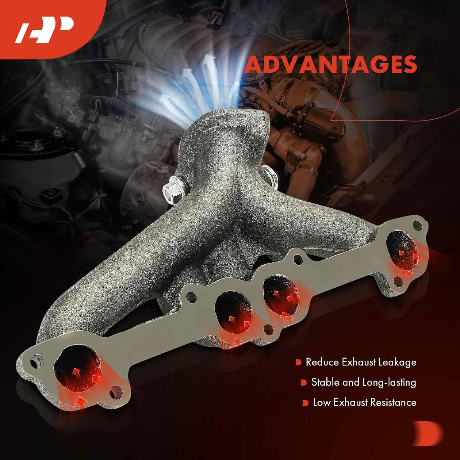A-Premium Engine Exhaust Manifold Kit With Gasket, Nuts & Studs Compatible with Isuzu Amigo 1989-1992, Pickup 1988-1992, Rodeo 1991-1992, Trooper 1988-1991, 2.6L