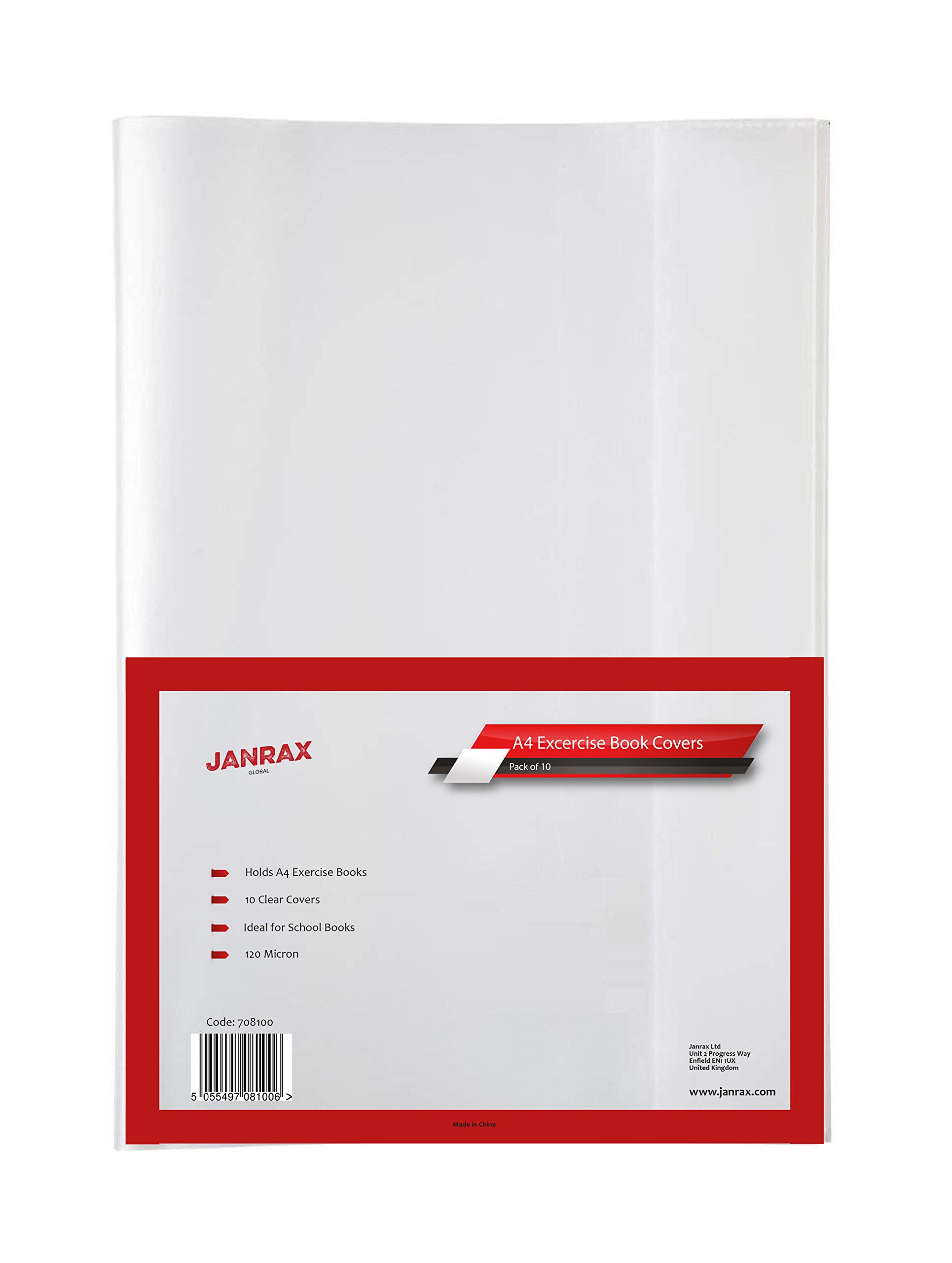 Pack of 10 A4 Clear Exercise Book Covers by Janrax - Notebook, School, University Supplies