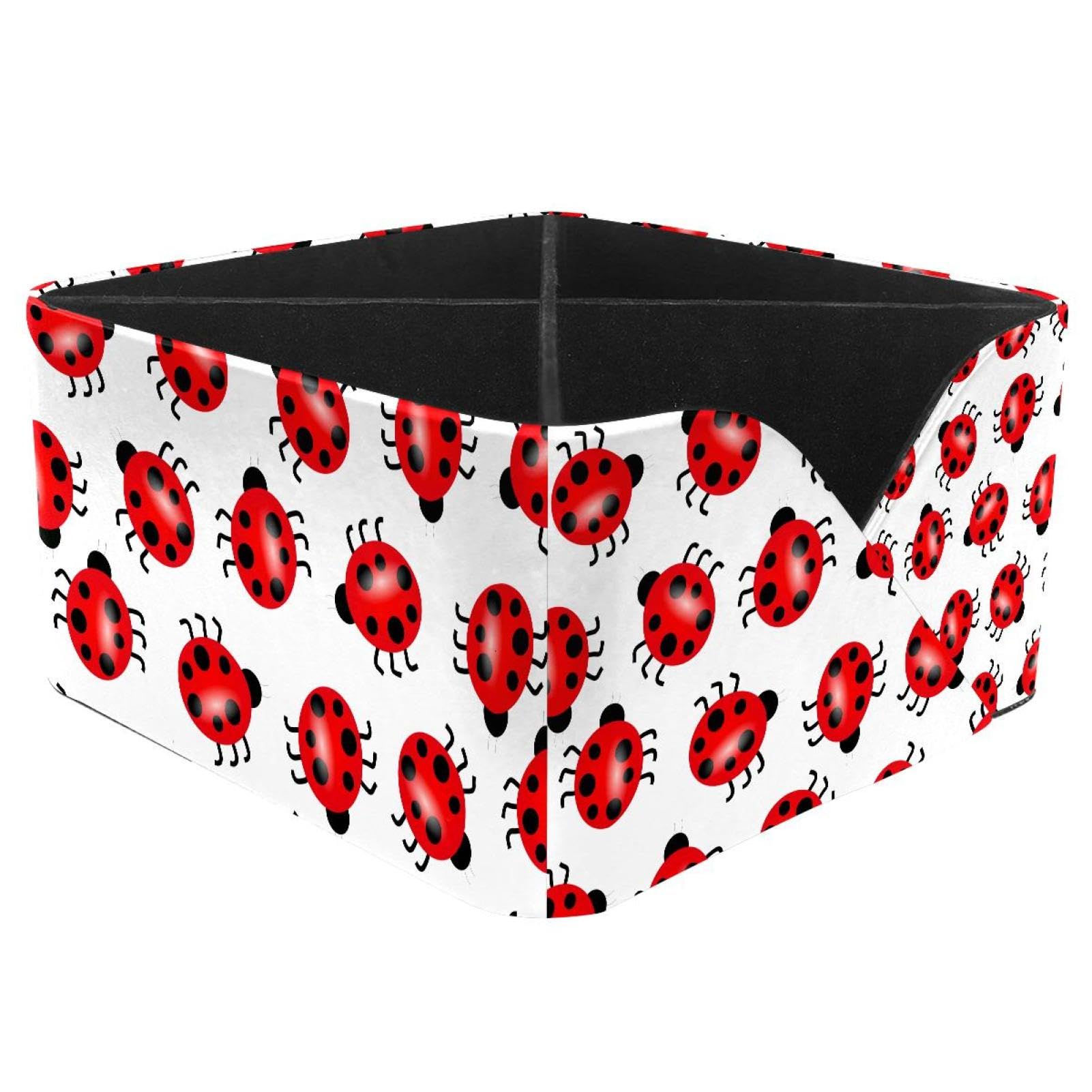 KengjuTesu Ladybird Patterns Desktop Organizer Pen Holder, Rectangular Pencil Cup for Office, Study and Makeup Stations