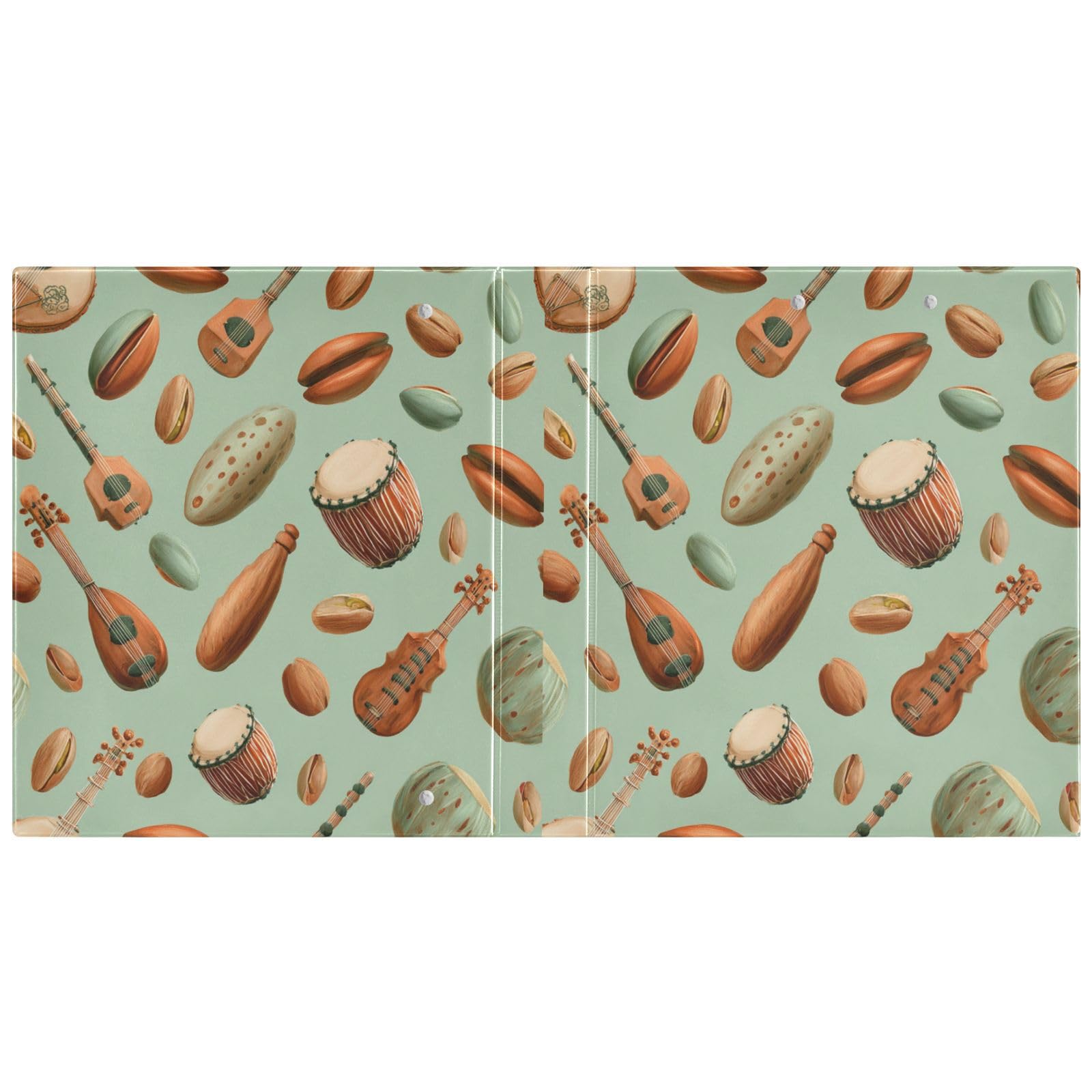 Kcldeci Raccoglitore a 3 anelli con copertina rigida per carta formato lettera, strumenti indiani pistacchio, anelli rotondi da 3,8 cm, organizer per scuola/ufficio, confezione da 2