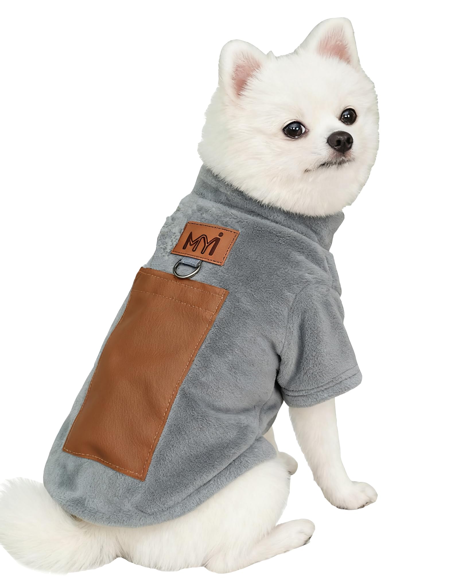 MYI Manteau chaud d'hiver pour chiens de petite taille et moyenne et grande taille Veste froide à l'extérieur/à l'intérieur - Gris-L (piles non incluses)