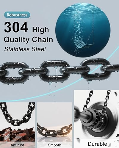 Vista 13 de JACNITAD Cadena de silla colgante de 64 pulgadas (2) + 4 eslabones rápidos gratis, rodamiento de carga de 1000 libras, columpios de patio