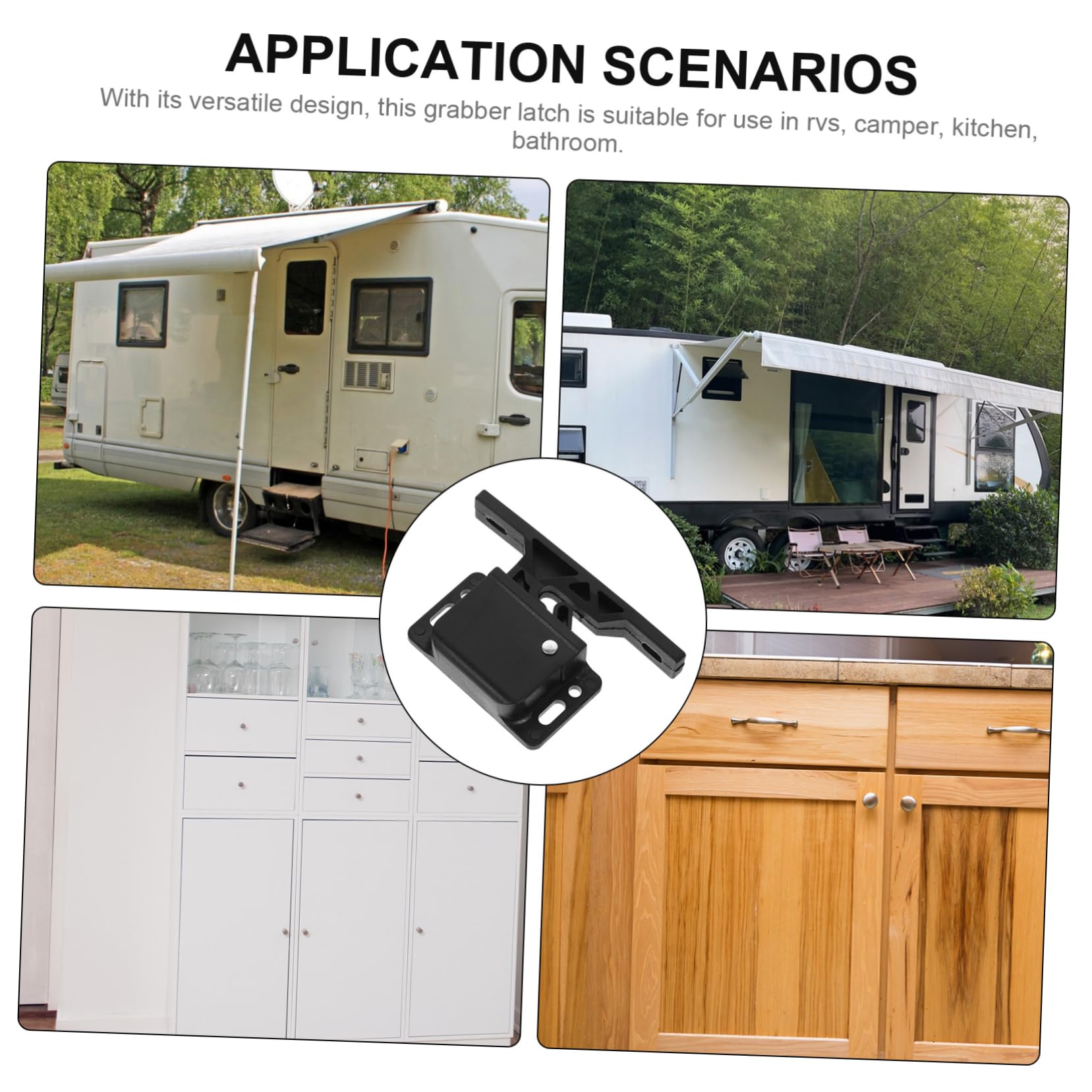 Cabilock 8 Juegos cerradura para vehículos recreativos capturas pestillo casa rodante atrapar cajoneras hardware del gabinete de rv accesorios para vehículos recreativos abdominales Negro
