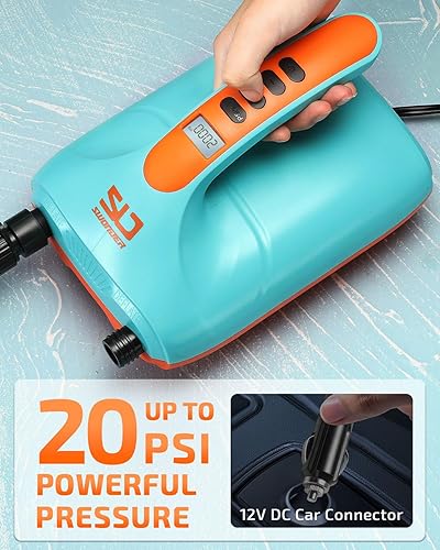 Miniatura 2 de Swonder Bomba de aire eléctrica digital de alta presión 20PSI para tabla de remo de pie  Kayak  Tienda de campaña, inflador de SUP con doble etapa