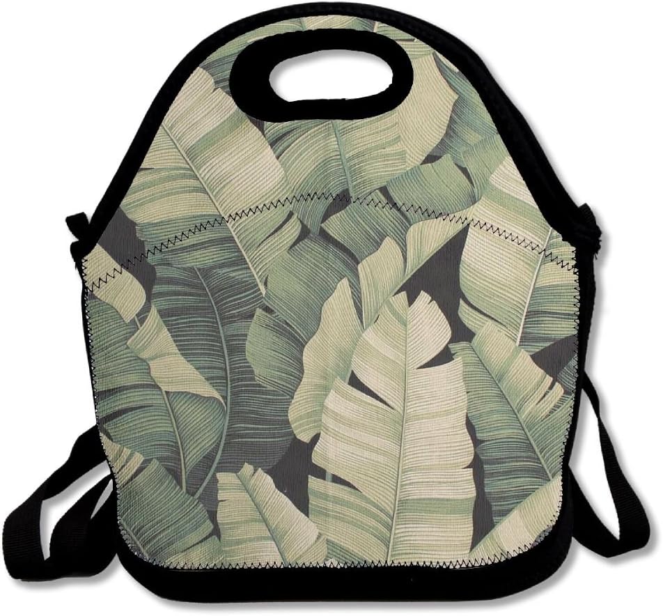 Tropical Leaf Print Insulated Lunch Bag Picnic Lunch Tote