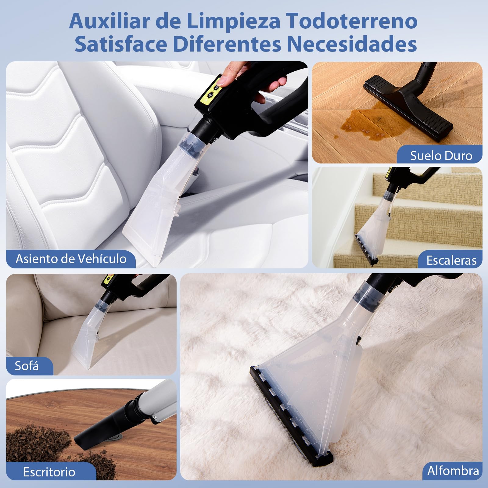 COSTWAY 4 en 1 Aspiradora en Seco y Húmedo 1200W, Máquina Limpiadora de Alfombras y Tapicería con Succión Máxima de 17 KPA, 20L+4L Depósito Agua y Accesorios para Piso, Escalera, Sofá, Coche