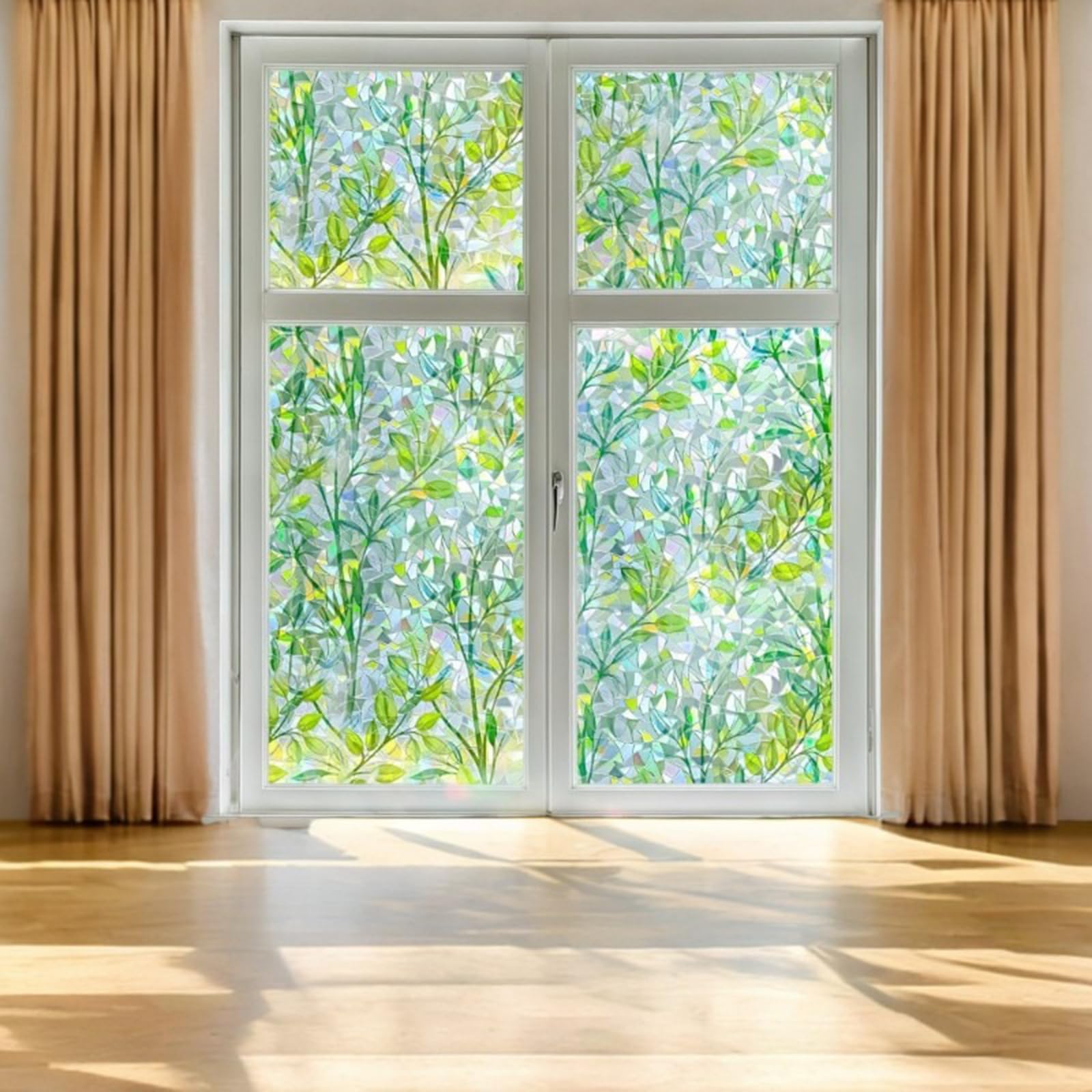 Film Anti UV Fenetre 75x400cm Film Anti Chaleur, Film Fenetre Anti Regard | Film electrostatique Vitre, Film Décorati avec Kit de Pose, pour Cuisine, Chambre, Salle de Bain, arc en ciel, opaque