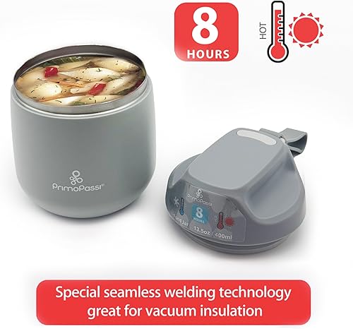 Miniatura 4 de Primo Passi Tarro de alimentos aislado  Recipiente de alimentos aislado para bebés, 12 oz11.8 fl oz (gris)