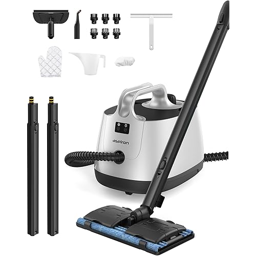 Steam Cleaner, 293°F 58 PSI Powerful Multipurpose Handheld Steam Mop for Home Use, 21 Attachments, 50Oz Capacity, Heavy Duty Steamer for Carpets, Floors, Cars, Tiles, Crack Cleaning, Grey