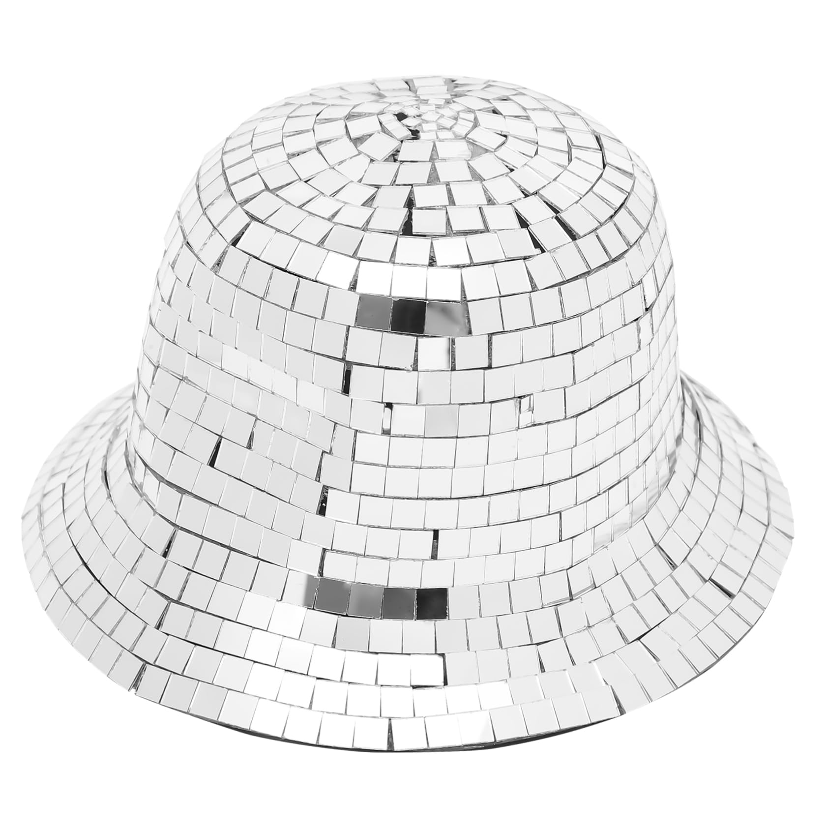 LABRIMP Sombrero de Espejo Disco para Mujer y Hombre Estilo Pescador Lentejuelas Plata, Cómodo y Chic para Decoración Verano en Fiestas y Eventos