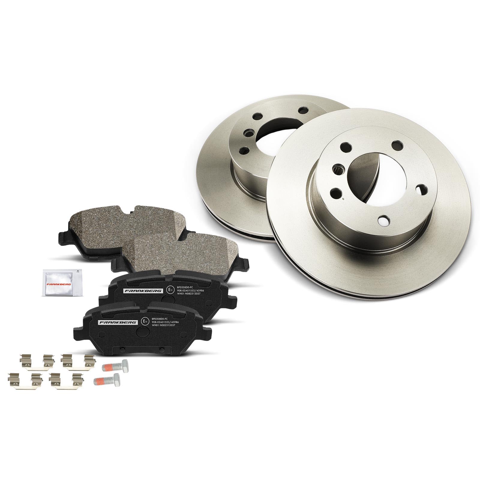 Frankberg Bremsensatz inkl. 2x Bremsscheiben + 4x Bremsbeläge Vorne Kompatibel mit 1er E81 116i 116d 1er E87 116i 116d 118i 118d Replace# 34116774050