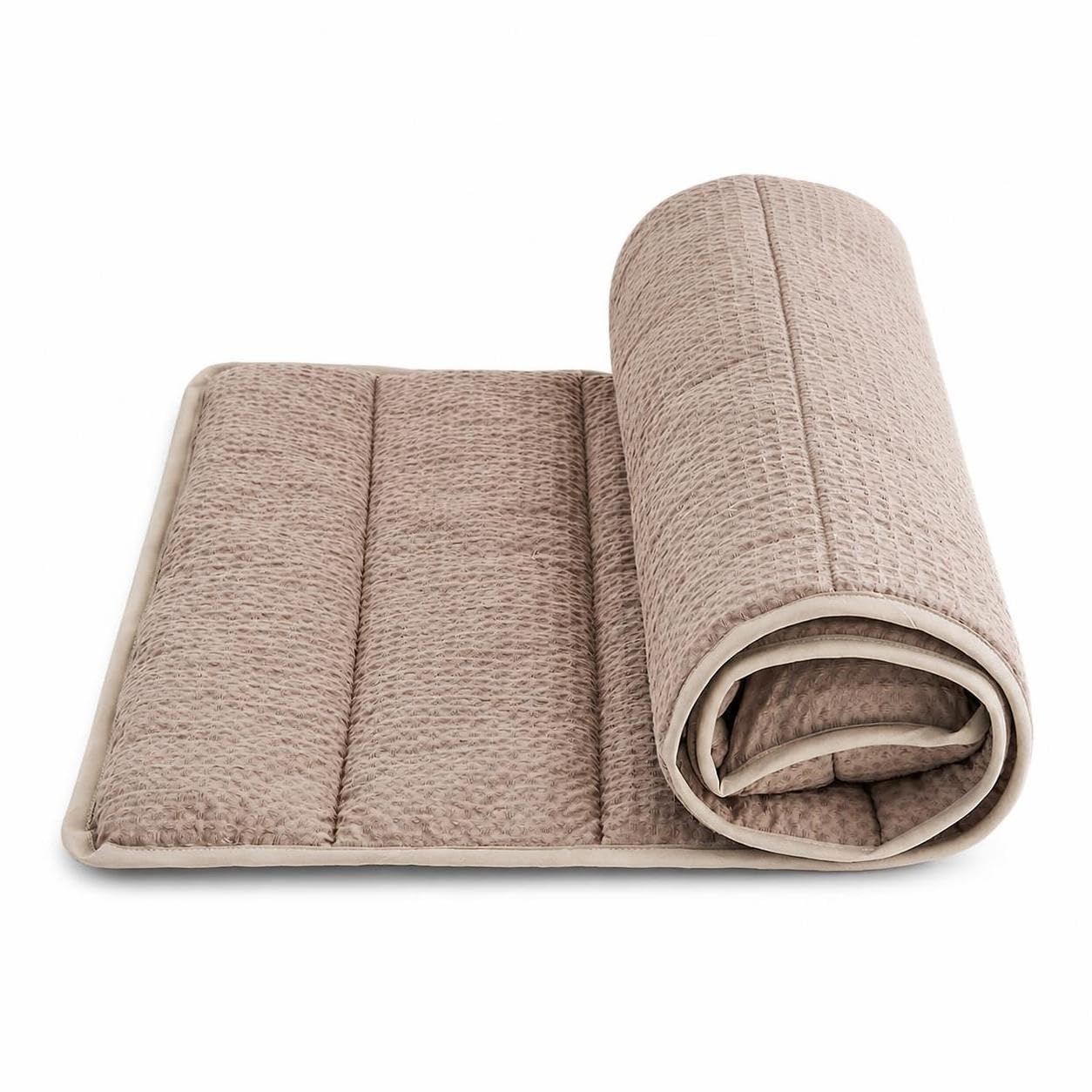 Almohada Viaje Plegable Algodón Ajustable para Avión y Coche, Marrón
