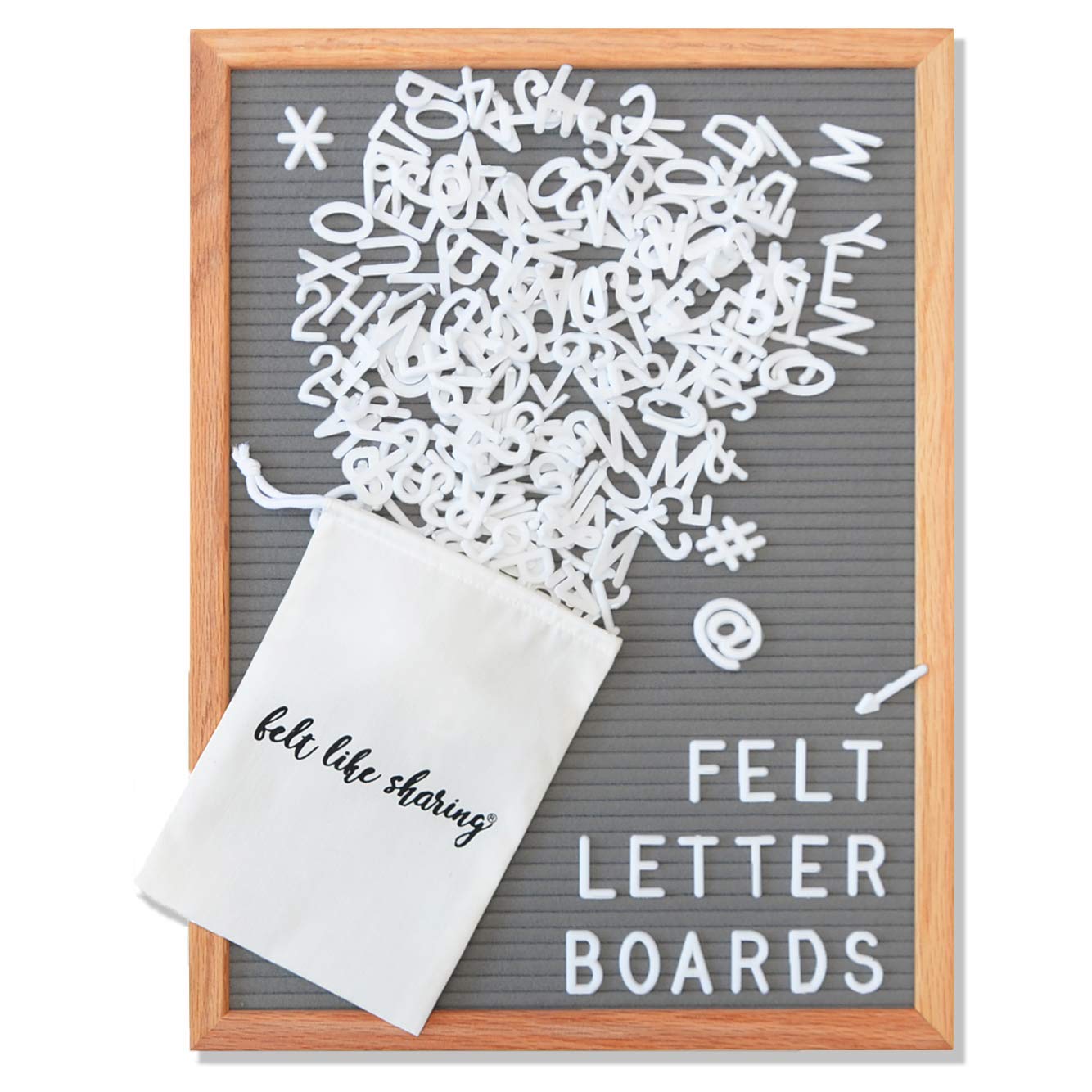 Felt Like Sharing Square Letter Board (Gray - 16”x20”) – Changeable Message Board with 3 Sets of Felt Board Letters for Valentines Day Decor, Love