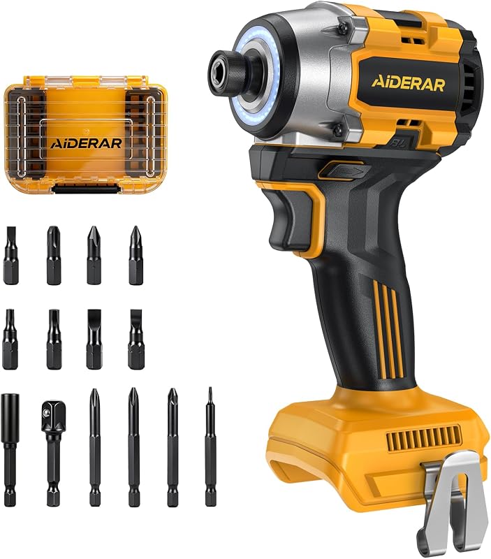 Cordless 1/4-inch Impact Driver for DeWalt 20V Battery(Bare Tool) | Impact Driver with Brushless Motor,2390in-lbs max Torque,3300RPM,4-Speed Trigger Control,LED light,S2 Steel Bits for DIY