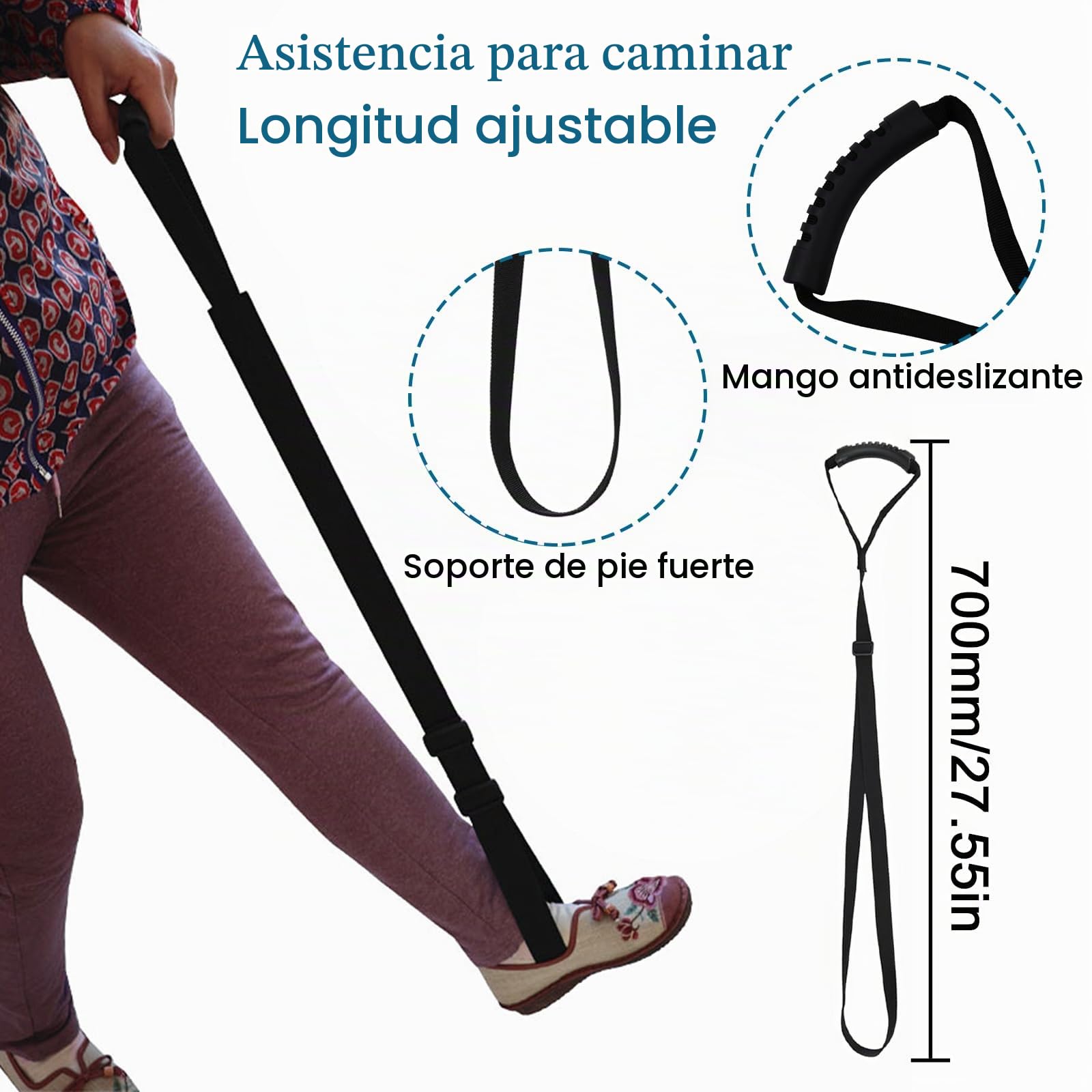 Aparato para Ponerse los Calcetines, Calzador Largo, Pinza Recoge Objetos, Correa Elevadora de Piernas para Personas Mayores Mujeres Embarazadas Personas Inmóviles