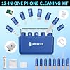 Kit de Limpieza para iPhone para Limpiador de Puerto de Carga, Teléfono AirPod, Azul Oscuro | Multiherramienta, Limpiador de iPhone, Cable de Reparación Lightning, USB C, Altavoz, Cargador, Conector de iPad, Compacto y Portátil, con Estuche de Almacenamiento 3