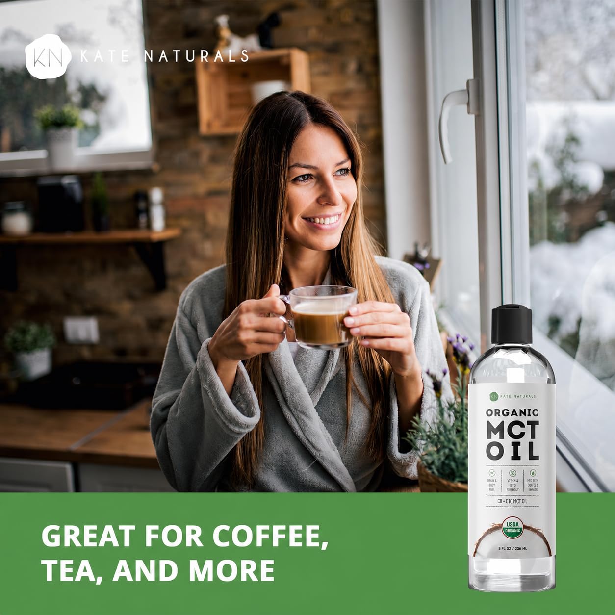 Kate Naturals Organic MCT Oil for Coffee & Keto, Unflavored, Odorless, 8oz — Amazon image 3