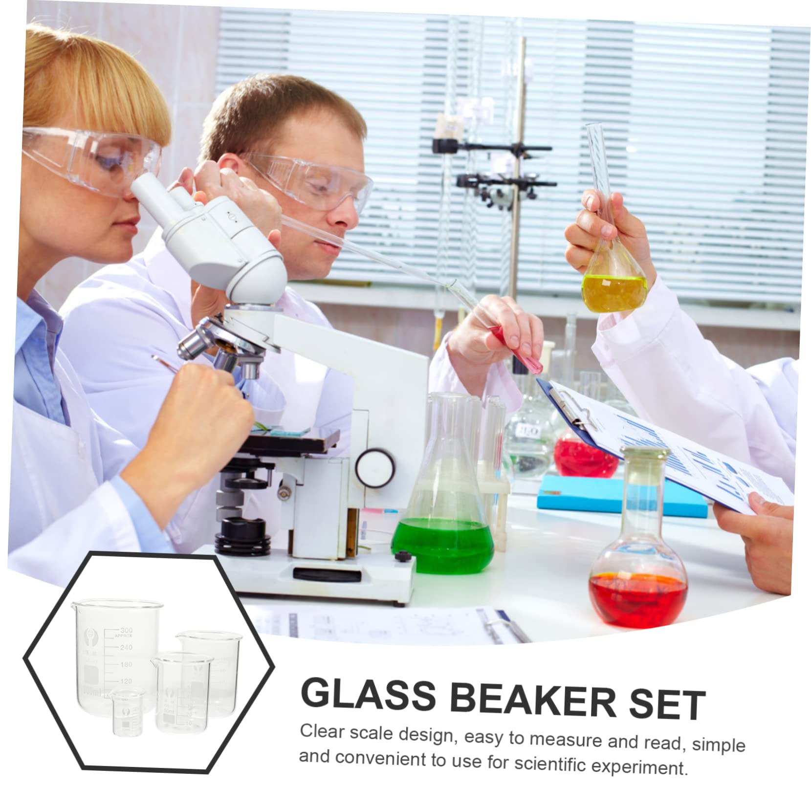 3 Sätze Teiliges Set Borosilikatglas Becher Hitzebeständig Wiederverwendbar Präzise Messbecher Für Labor Und Küche 4 Stück * 3