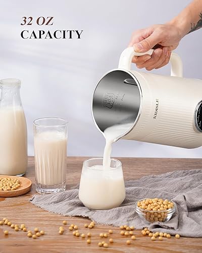 Miniatura 6 de Licuadora de leche de nuez 8 en 1, 32 onzas de soja casera, almendras, avena, coco, bebidas a base de plantas y no lácteas, máquina automática de
