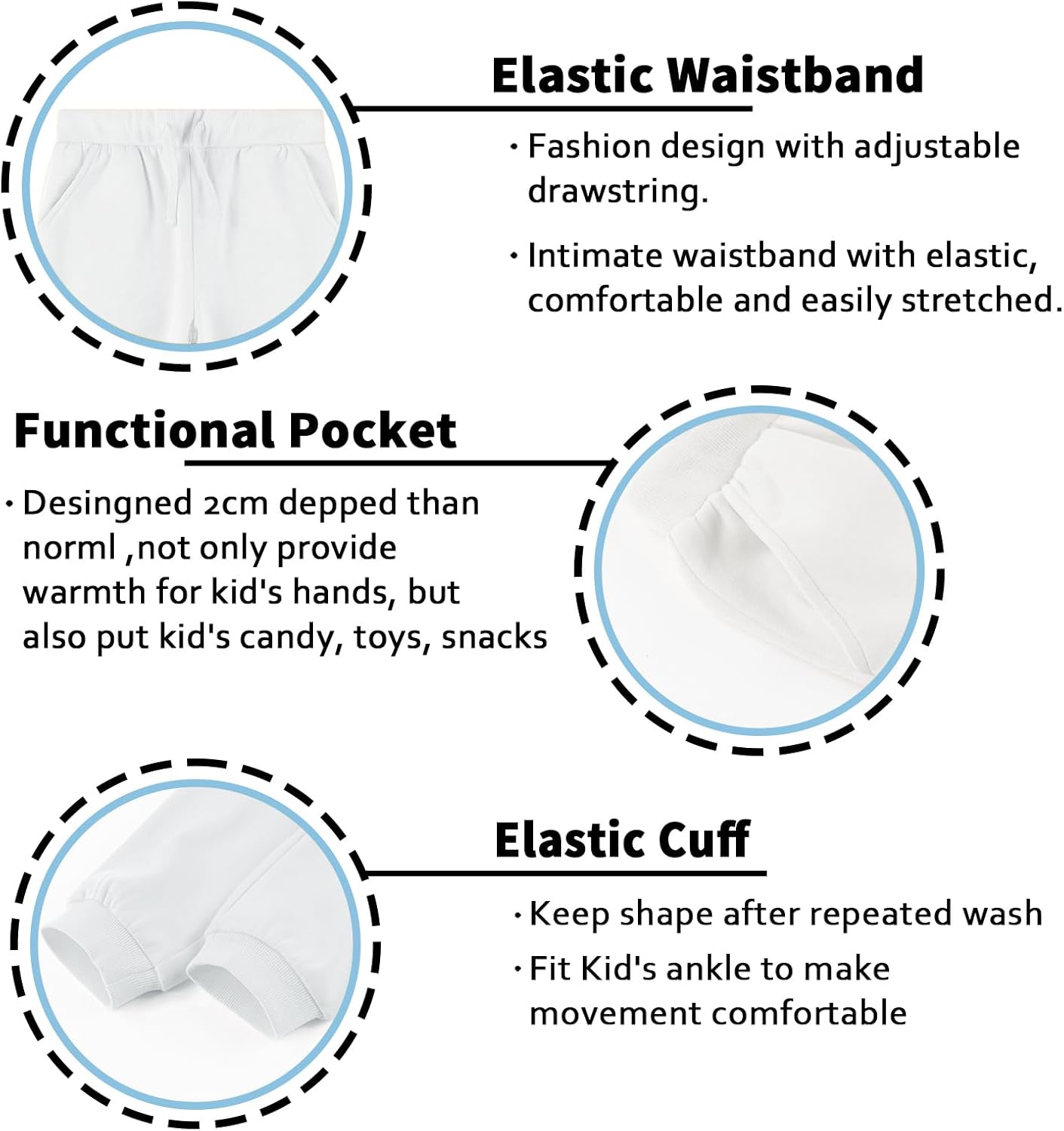 Kid Nation Kids Unisex Soft Brushed Fleece Casual Pull On Jogger Sweatpants with Pockets for Boys or Girls - Image 4